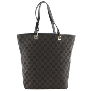 Gucci Tote Bag GG Canvas Italy Brown Shoulder Handbag Open